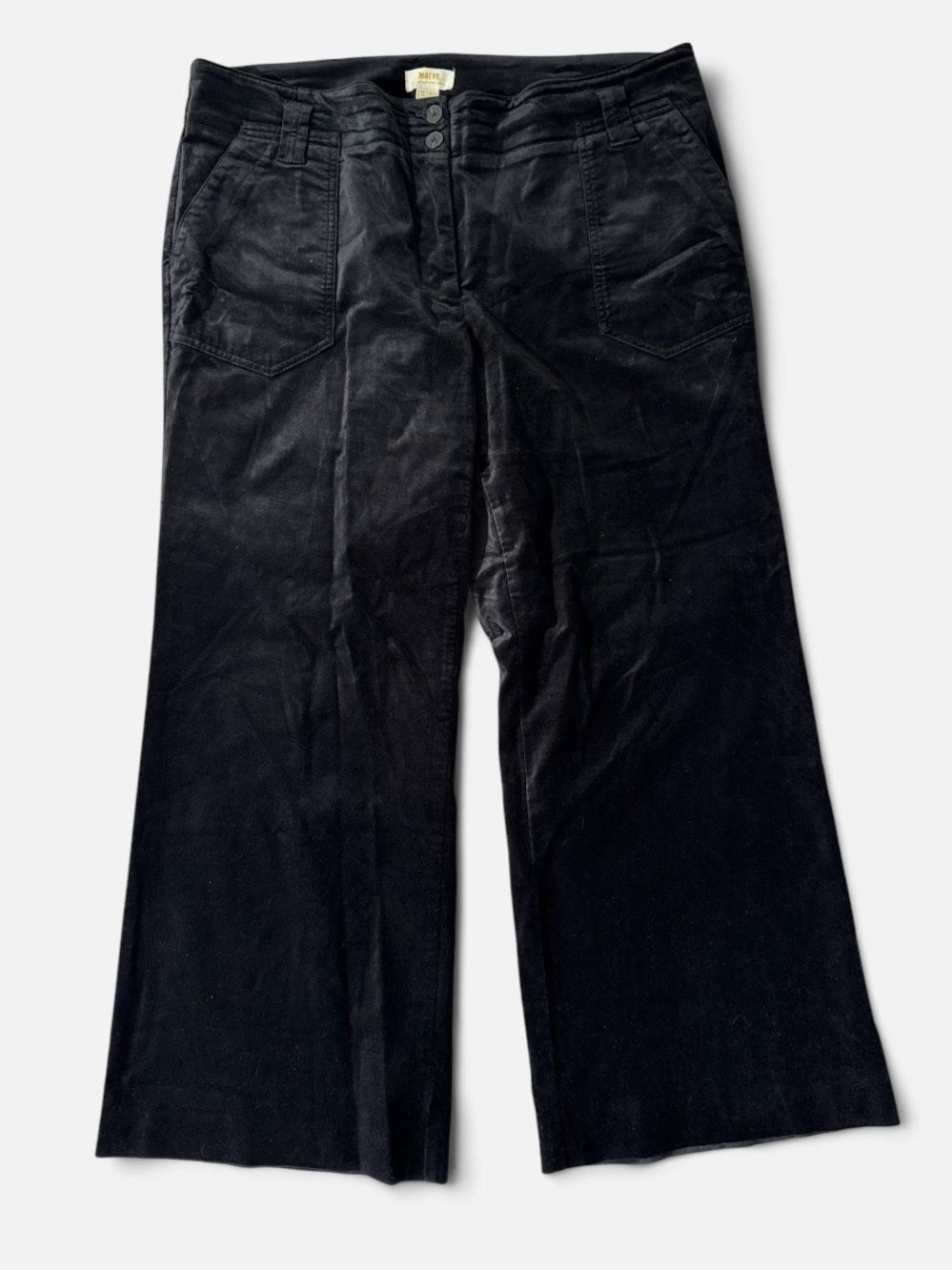 Maeve womens 16W black velvet wide leg cotton trouser pants EUC